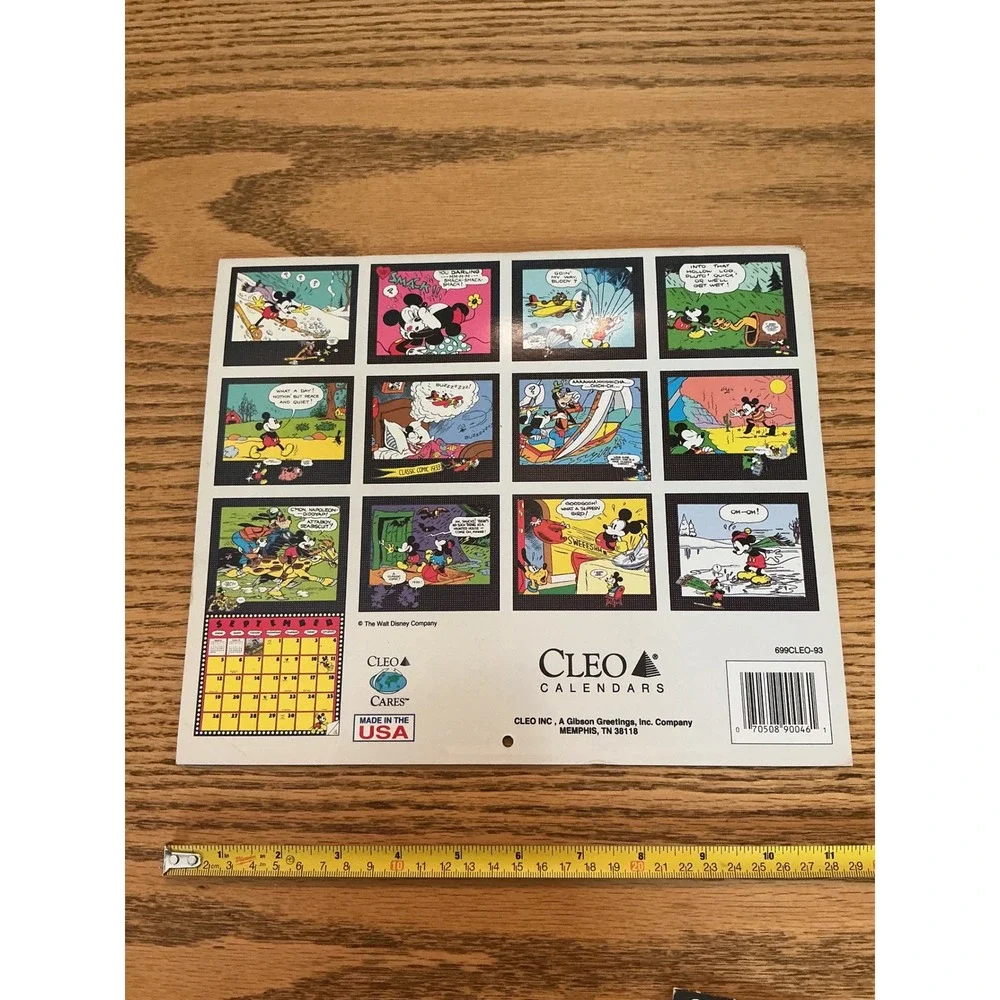 Vintage 1993 Mickey Mouse Comics Wall Calendar Disney Cleo Classic 1930s Style